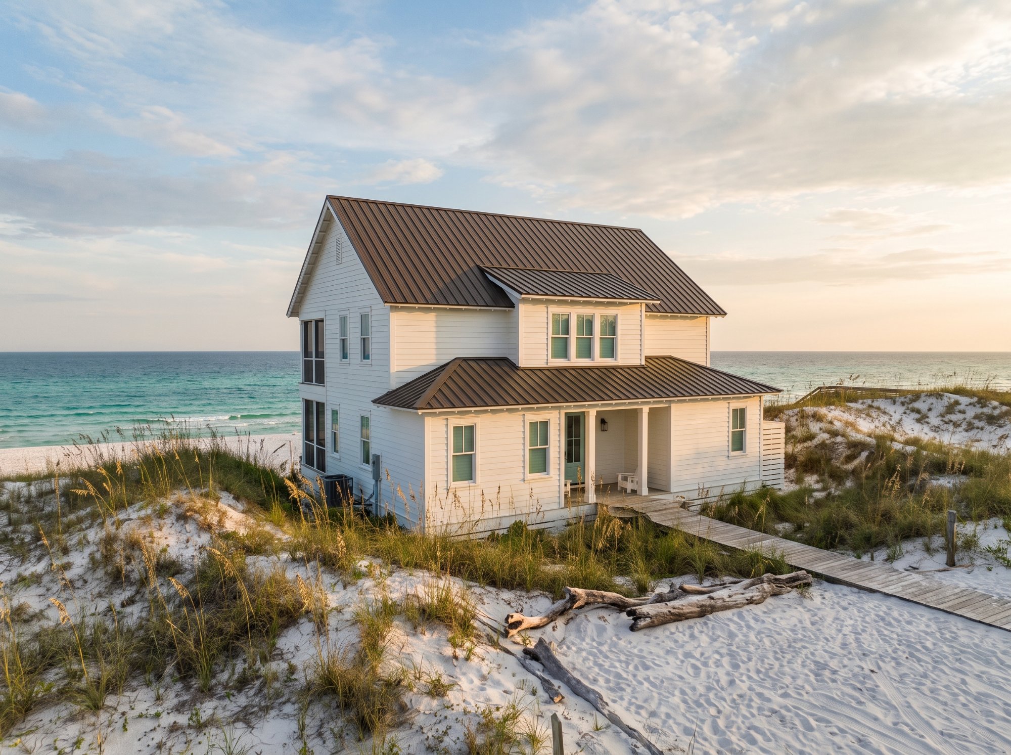 Coastal home near Pensacola Beach with a standing seam metal roof